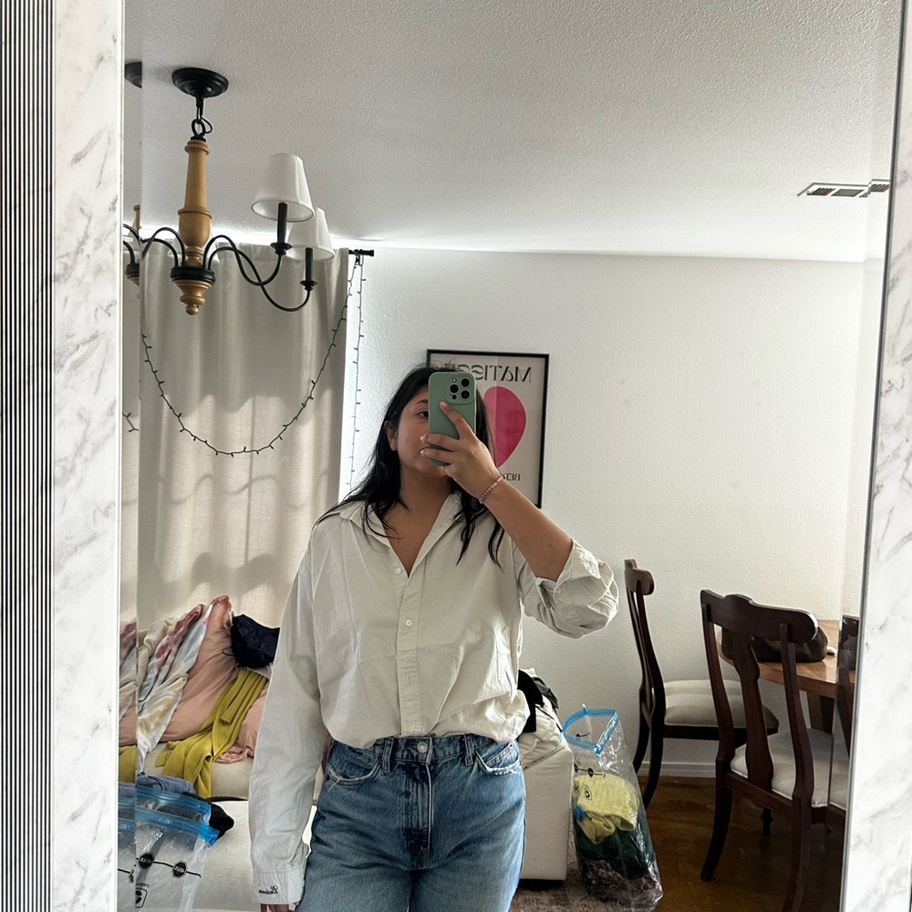 Casual Cream Button-Up Shirt
